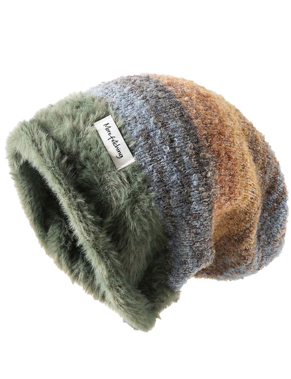 Ladies Colorful Mohair Slouchy Knit Beanie Hat