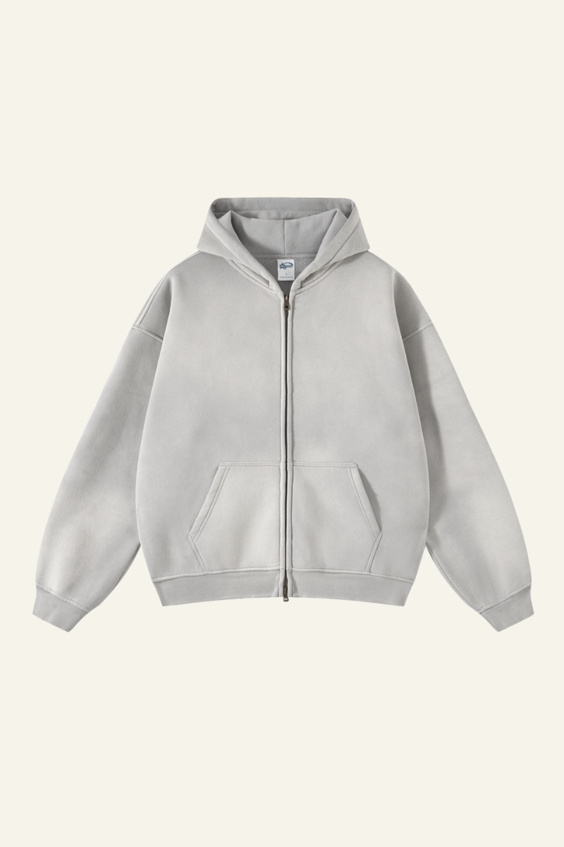 Men's Fall Clothing Wax-Dyed Vintage Solid Hoodie Jacket