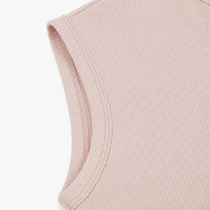 Ladies Crew Neck Button Sleeveless Top