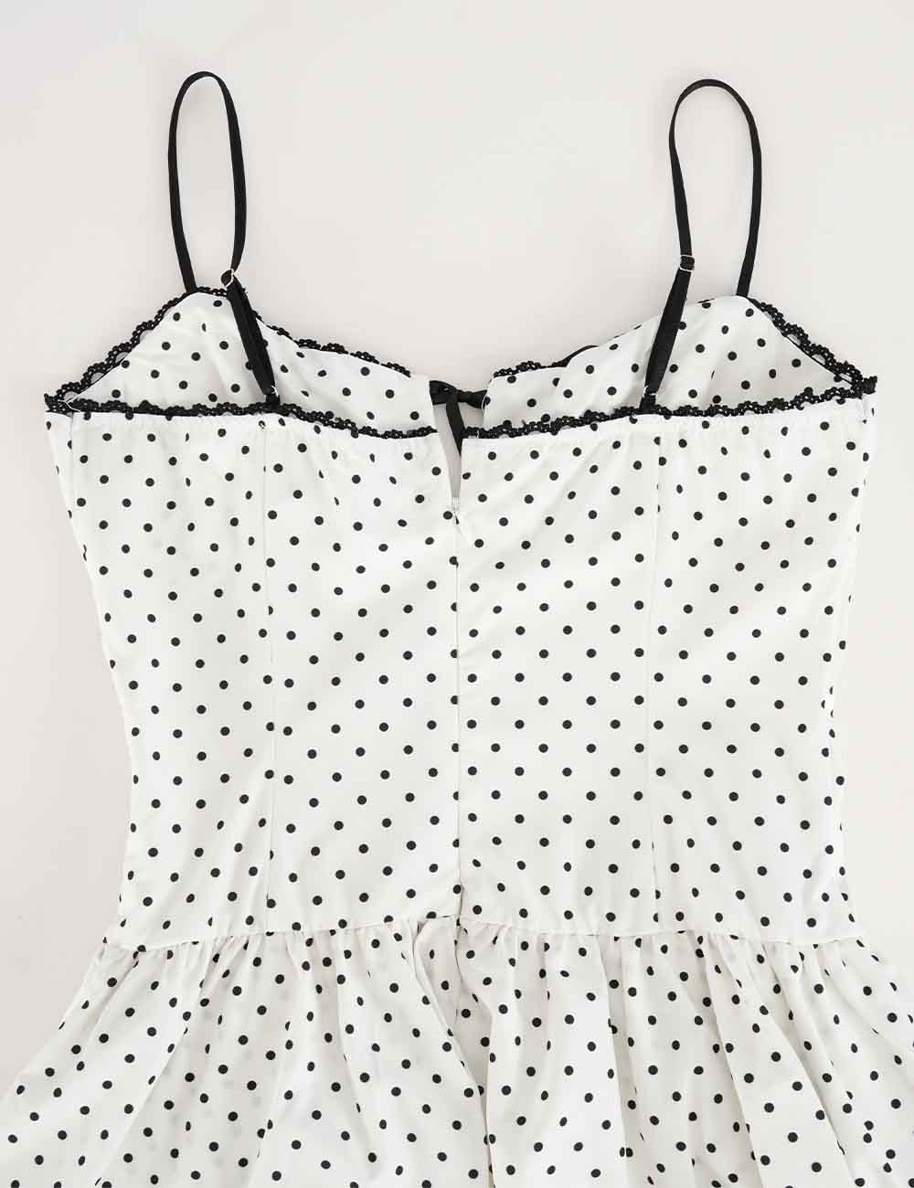 Ladies Chic Polka Dot Sweetheart Neck Cami Mini Dress