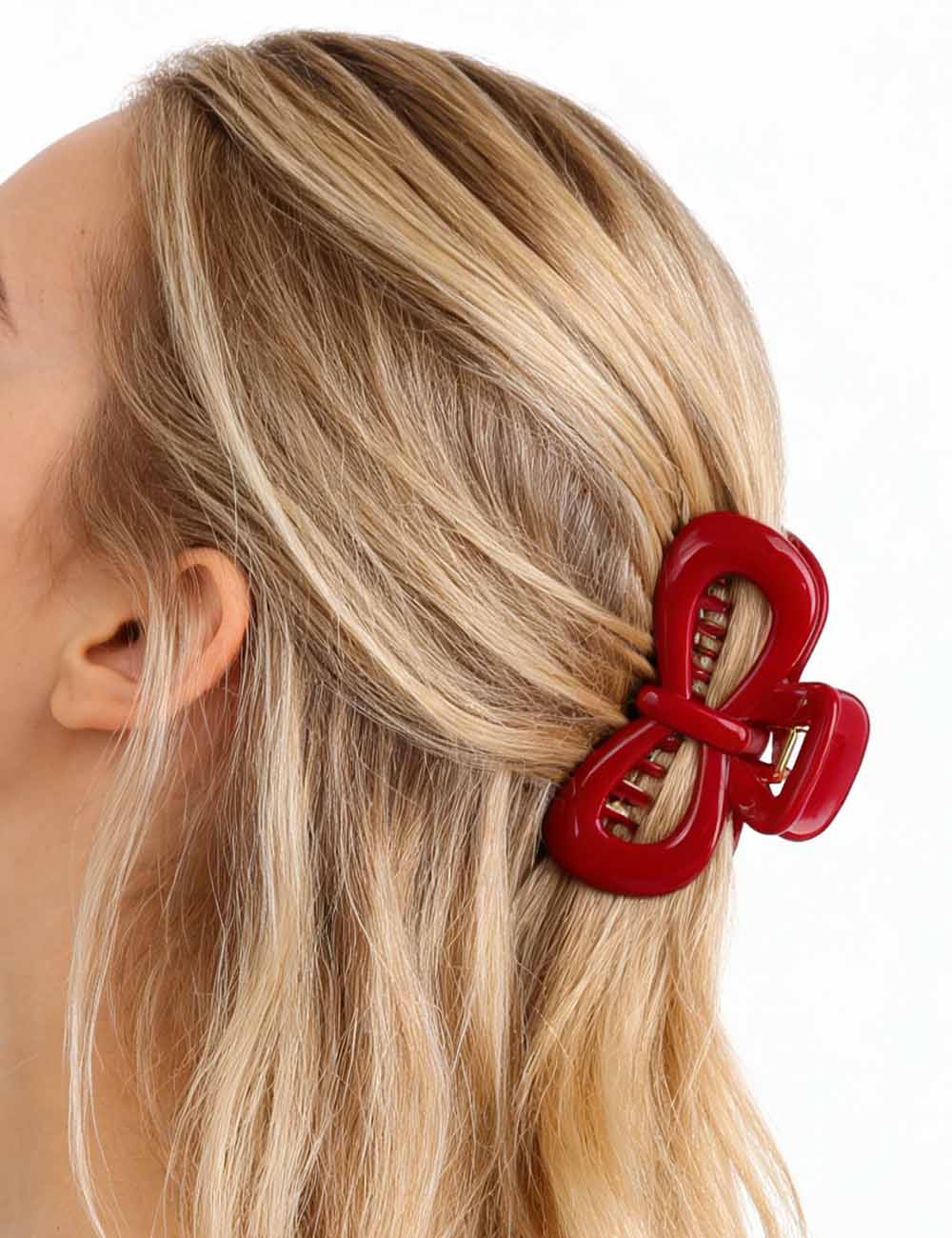 Ladies Valentine's Bow Acrylic Mini Hair Claw Clip
