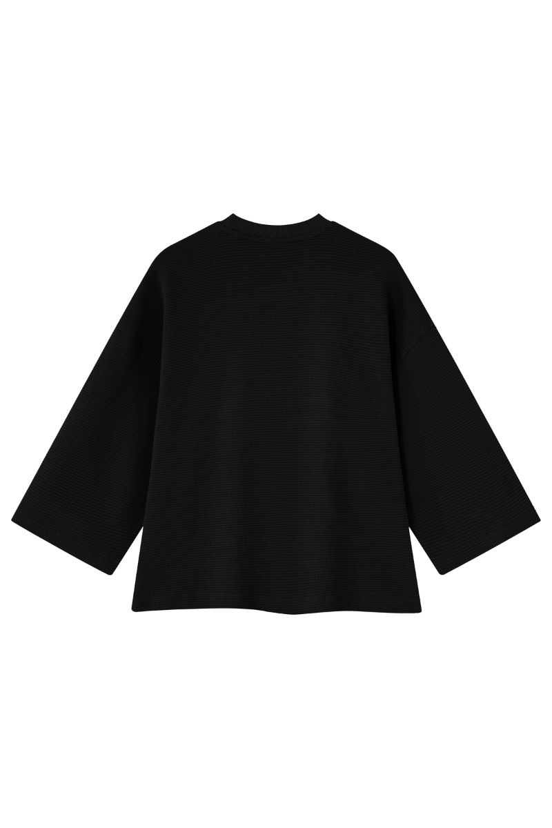 Men Spring Waffle Knit Drop Shoulder 3/4 Sleeve Top