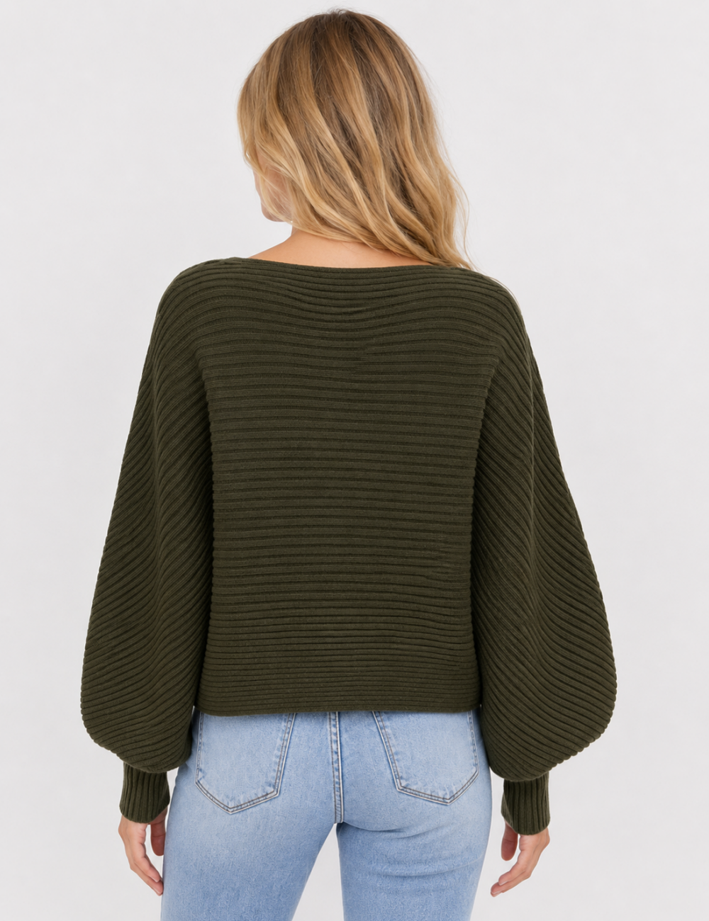 Ladies Solid Boat Neck Collar Sleeve Sweater