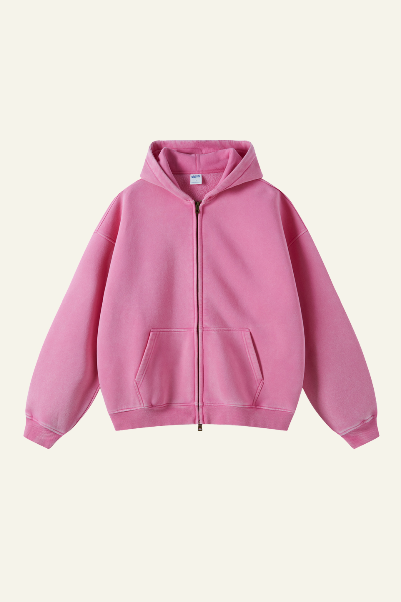 Men's Fall Clothing Wax-Dyed Vintage Solid Hoodie Jacket
