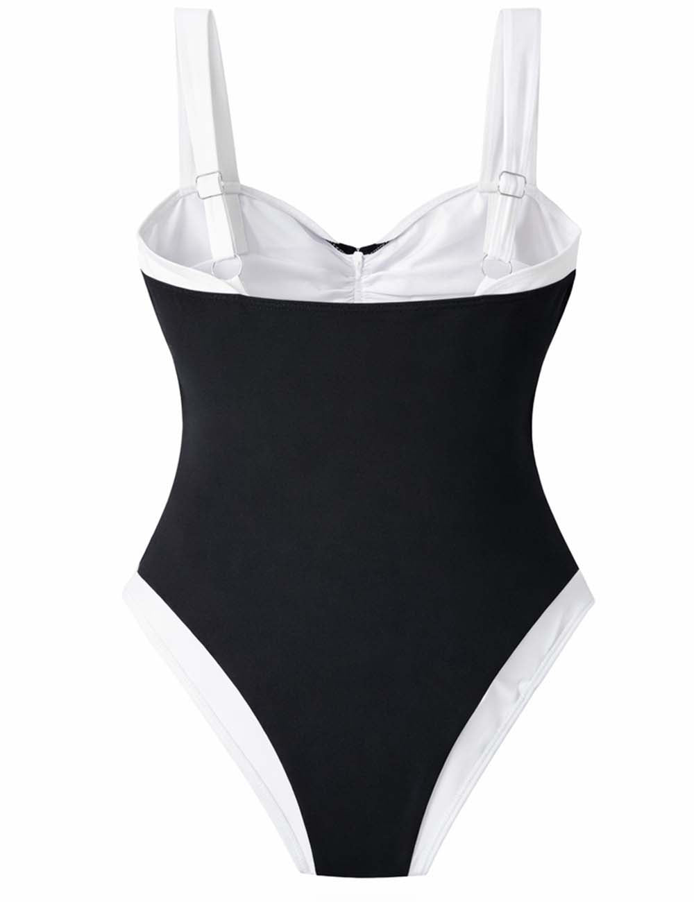 Ladies Color Block Sweetheart Neckline One Piece Swimsuit