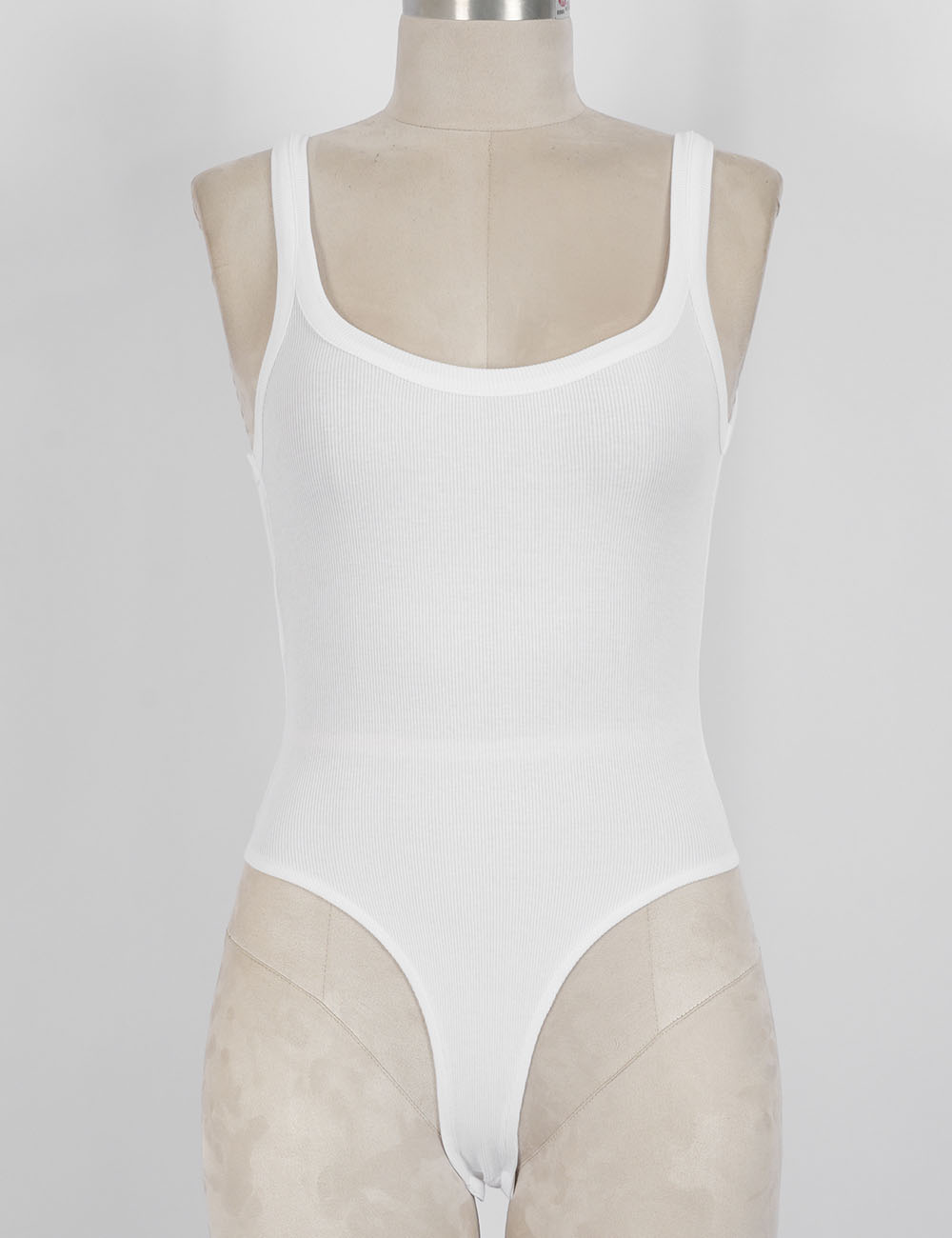 Ladies Ribbed Scoop Neck Tank Top Sleeveless Bodysuit