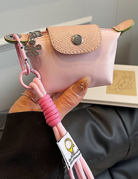 Ladies Color Block Flap Mini Wallet Bag with Key Chain