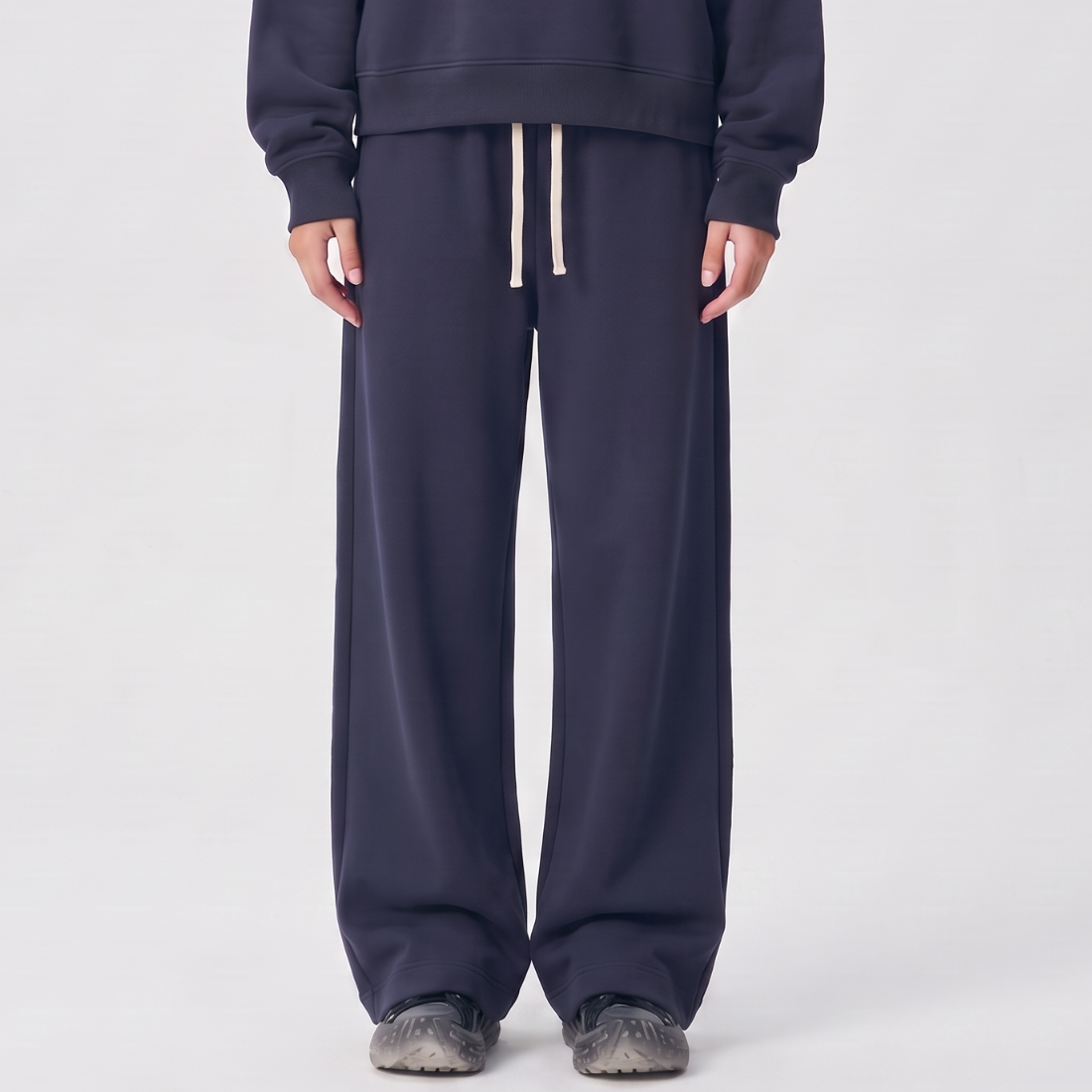Unisex Spring Cotton Wide-Leg Drawstring Pocket Sweatpants