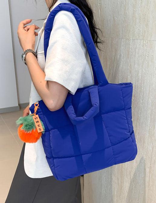 Ladies Puff Solid Color Padded Cloud Tote Bag SKAB4132