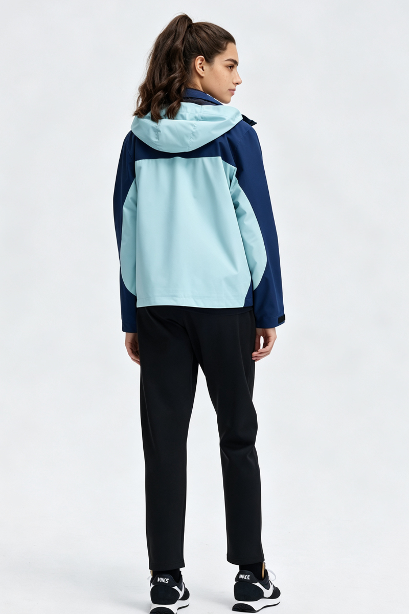 Women's Fall Clothing Colorblock Cropped Windproof Jacket