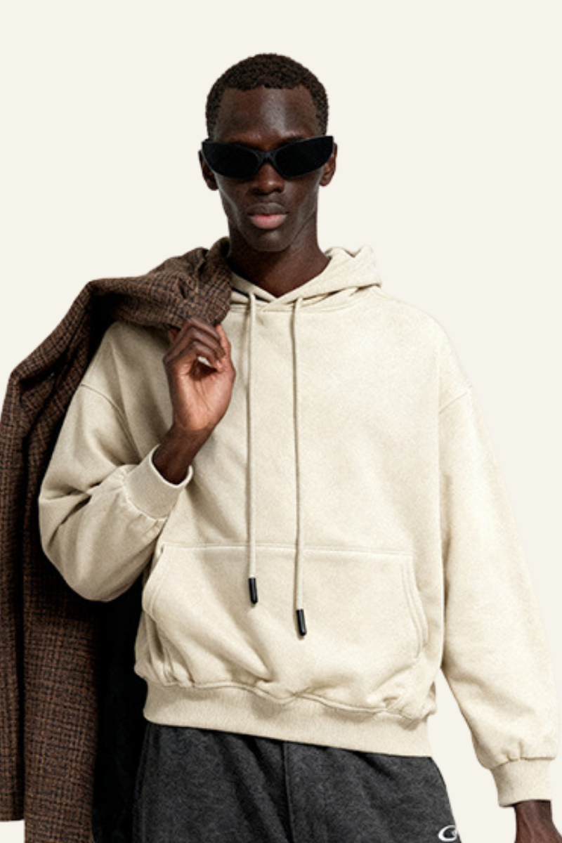 Men's Streetwear Fleece-lined Front Pocket Hoodie
