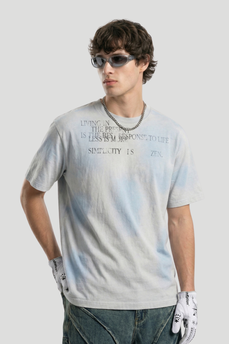 Men's Tie Dye Palm Print Mesh Seamless Sleeveless Tee