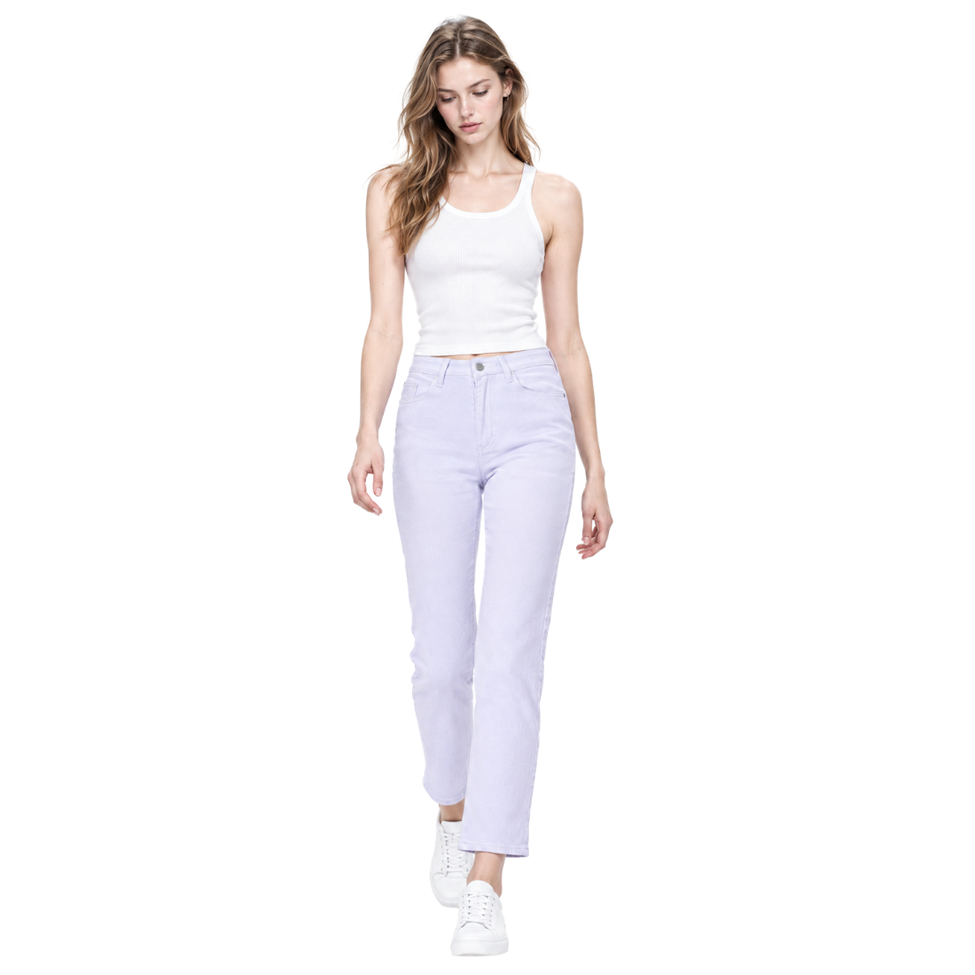 Women's White High Waist Straight Leg Jeans