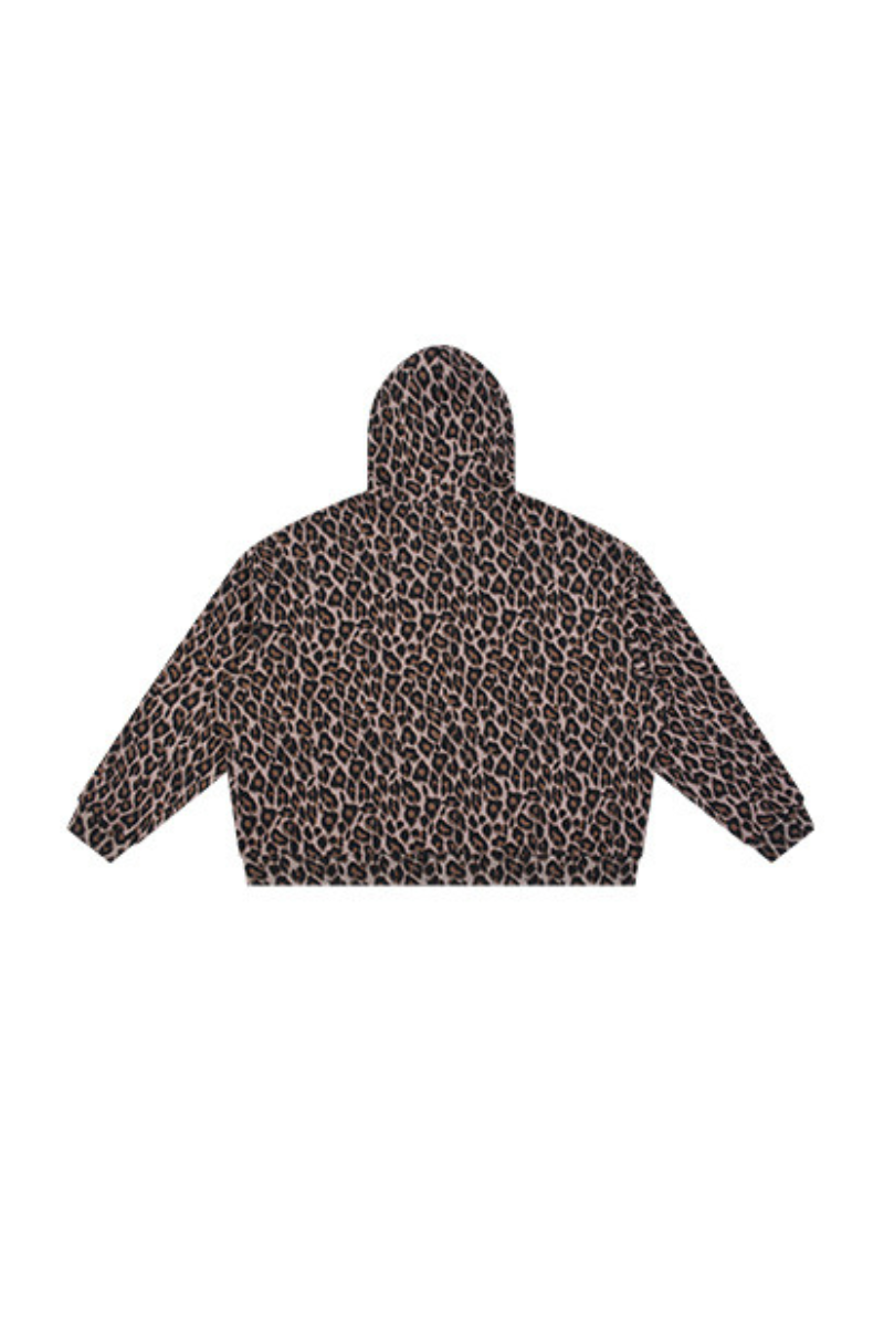 Unisex Fall Clothing Vintage Leopard Zip-Up Hoodie Jacket