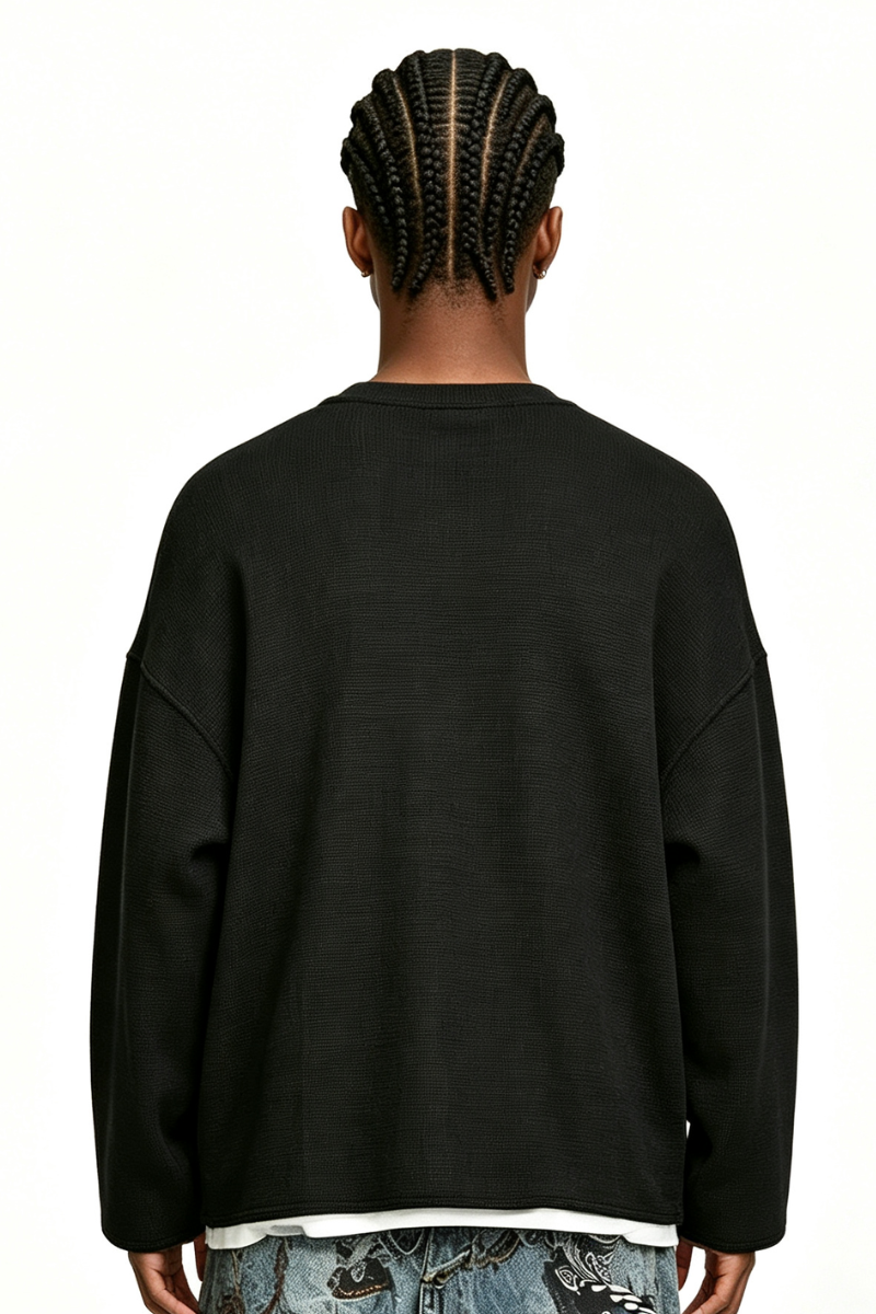 Men's Fall Clothing Raw-Edge Cropped Long Sleeve T-Shirt