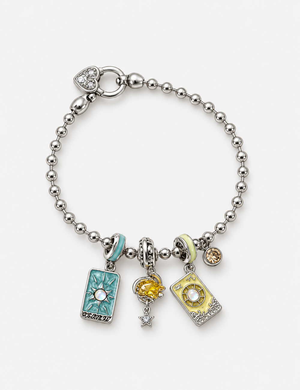 Ladies Y2K Grunge Tarot Moon Charm Chain Bracelet Necklace