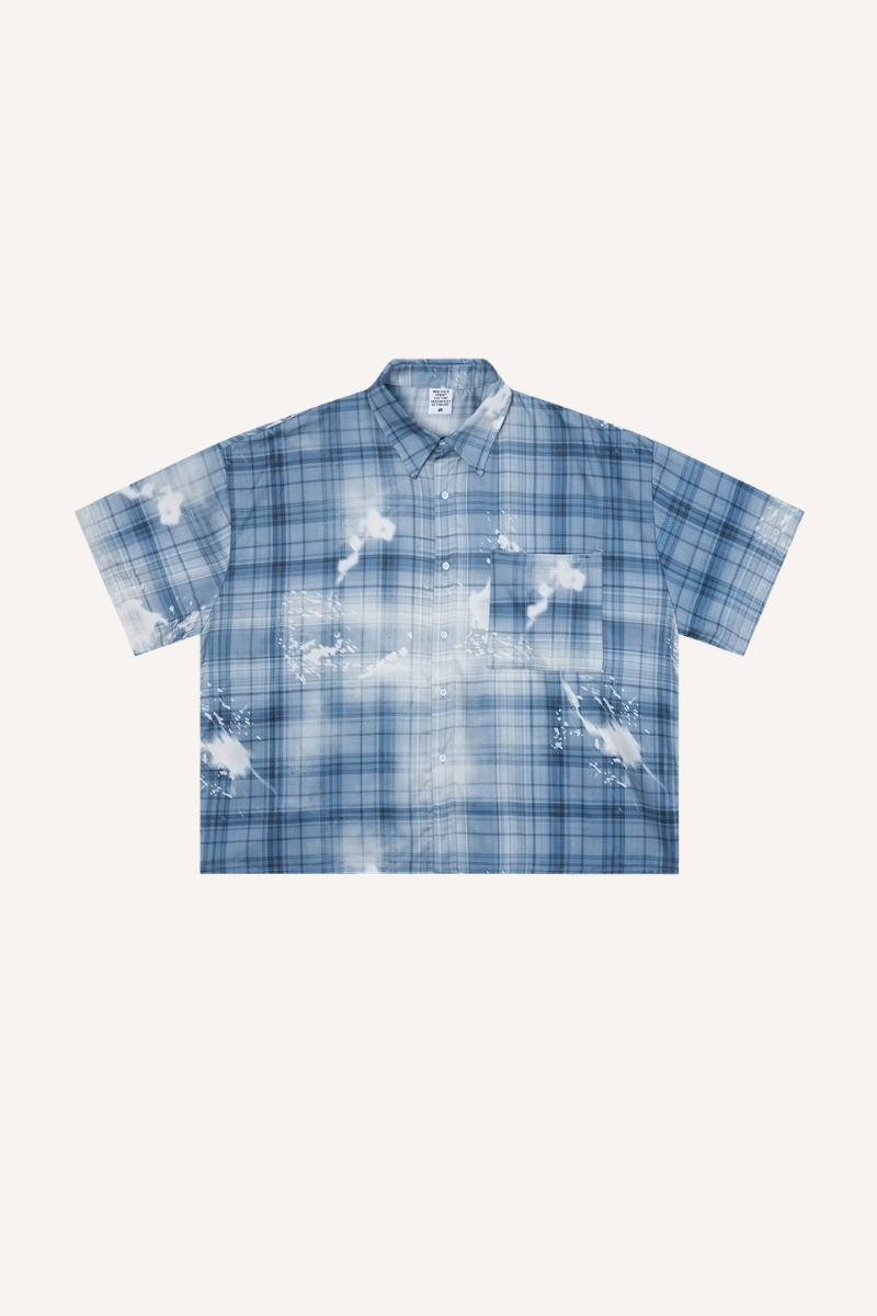 Men's Summer Relaxed Plaid Washed Stretch Breathable Tee