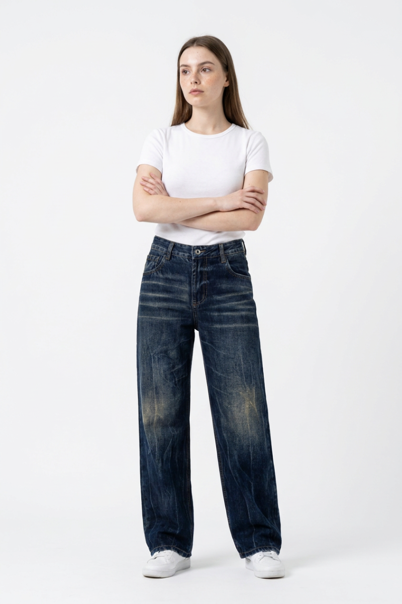 Women's Wash High Waist Straight Leg Jeans