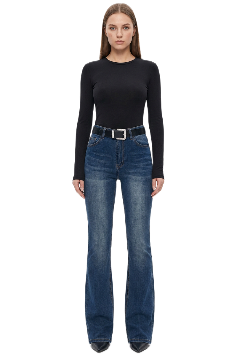 Women's Classic Washed High Waist Flare Jeans