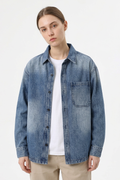 Women's Relaxed Washed Long Sleeve Denim Shirt Jacket