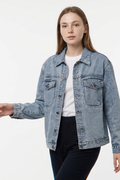 Women's Button-Front Relaxed Classic Denim Jacket