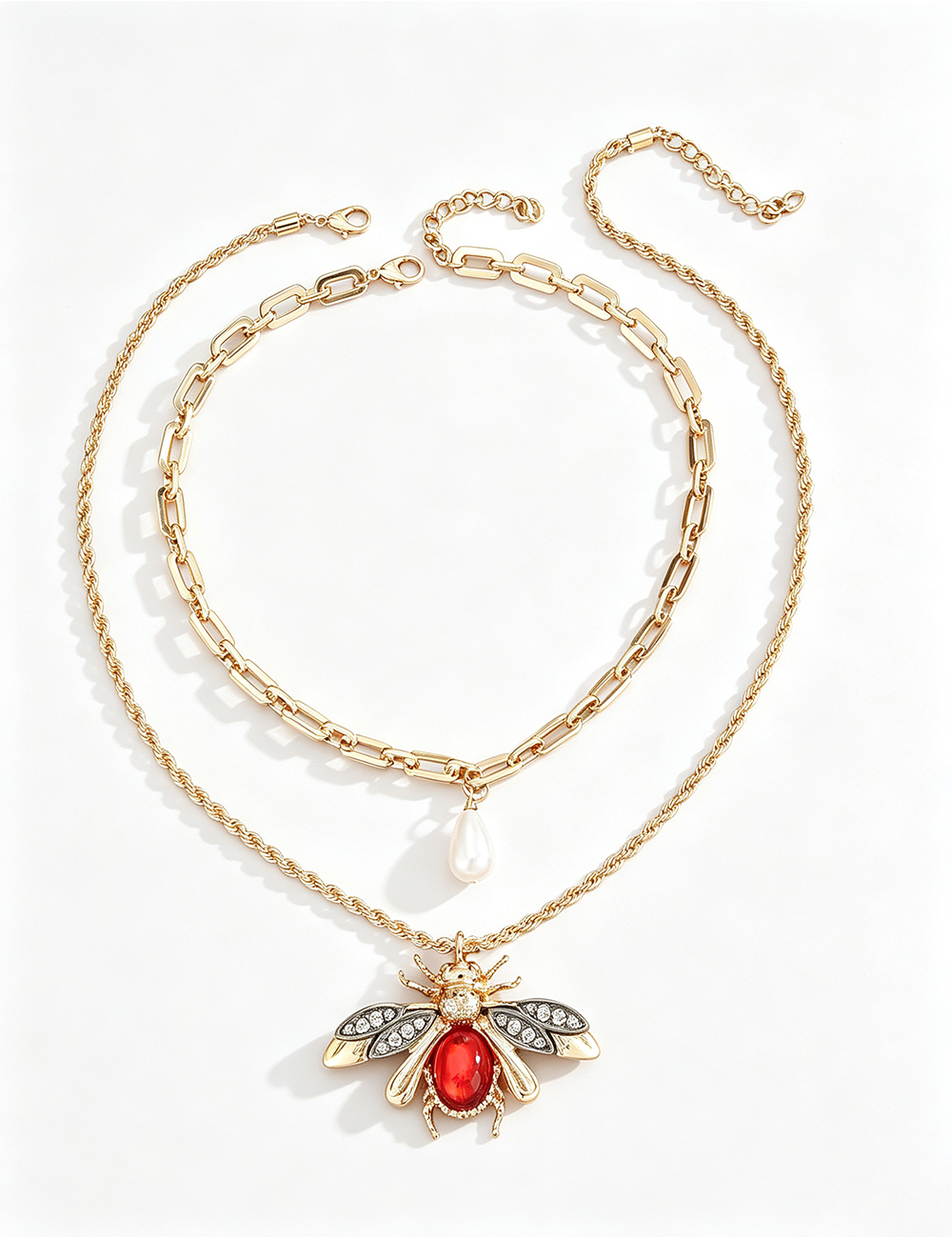 Ladies Multi-layer Ladybug Pendant Necklace
