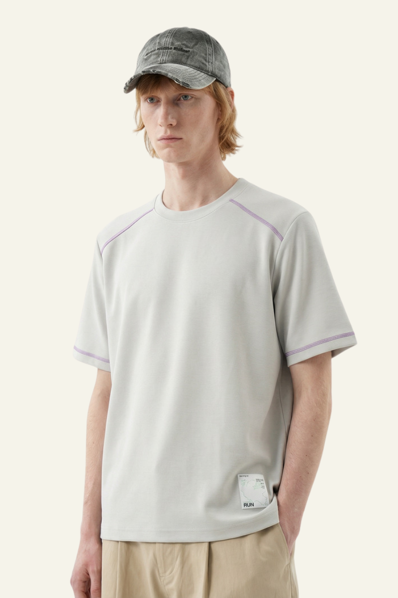 Men's Streetwear Color-Blocked Stripe Sport T-shirt