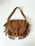 Ladies Bohemian Suede Fringe Flap Crossbody Shoulder Bag