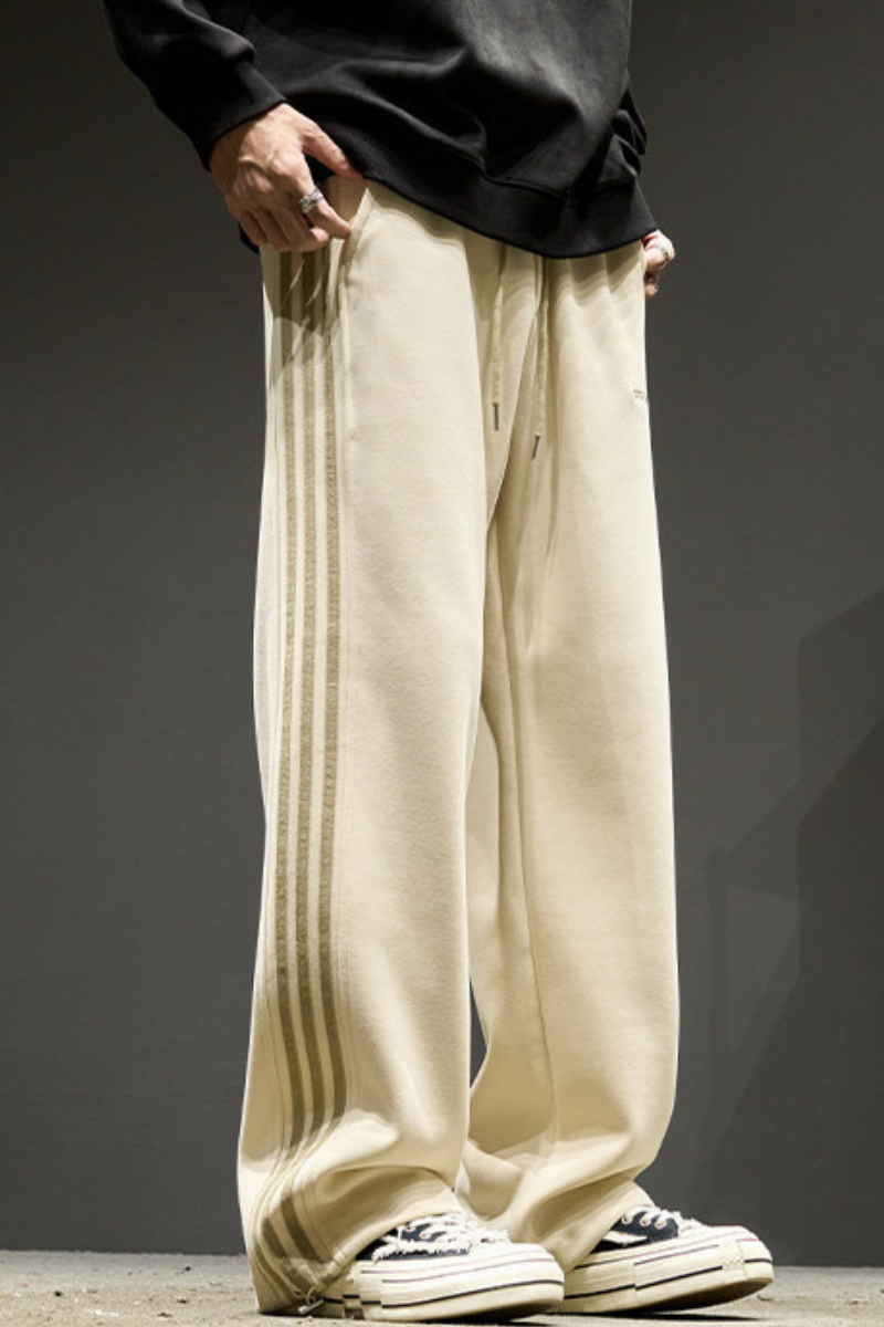 Unisex Spring Summer Heavy Side Stripe Drawstring Pants