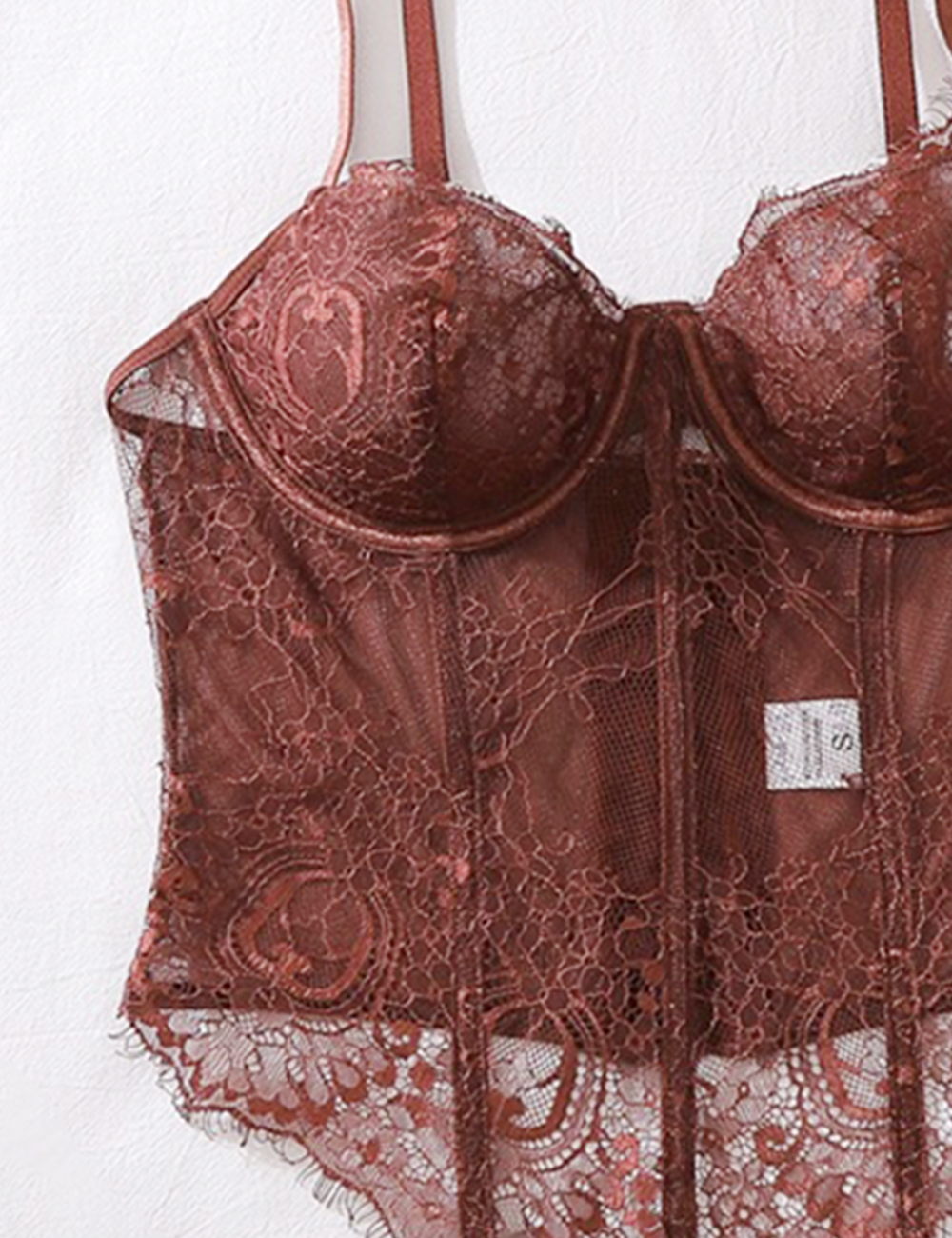 Ladies Floral Embroidered Corset & Thong 2PCS Lingerie Set