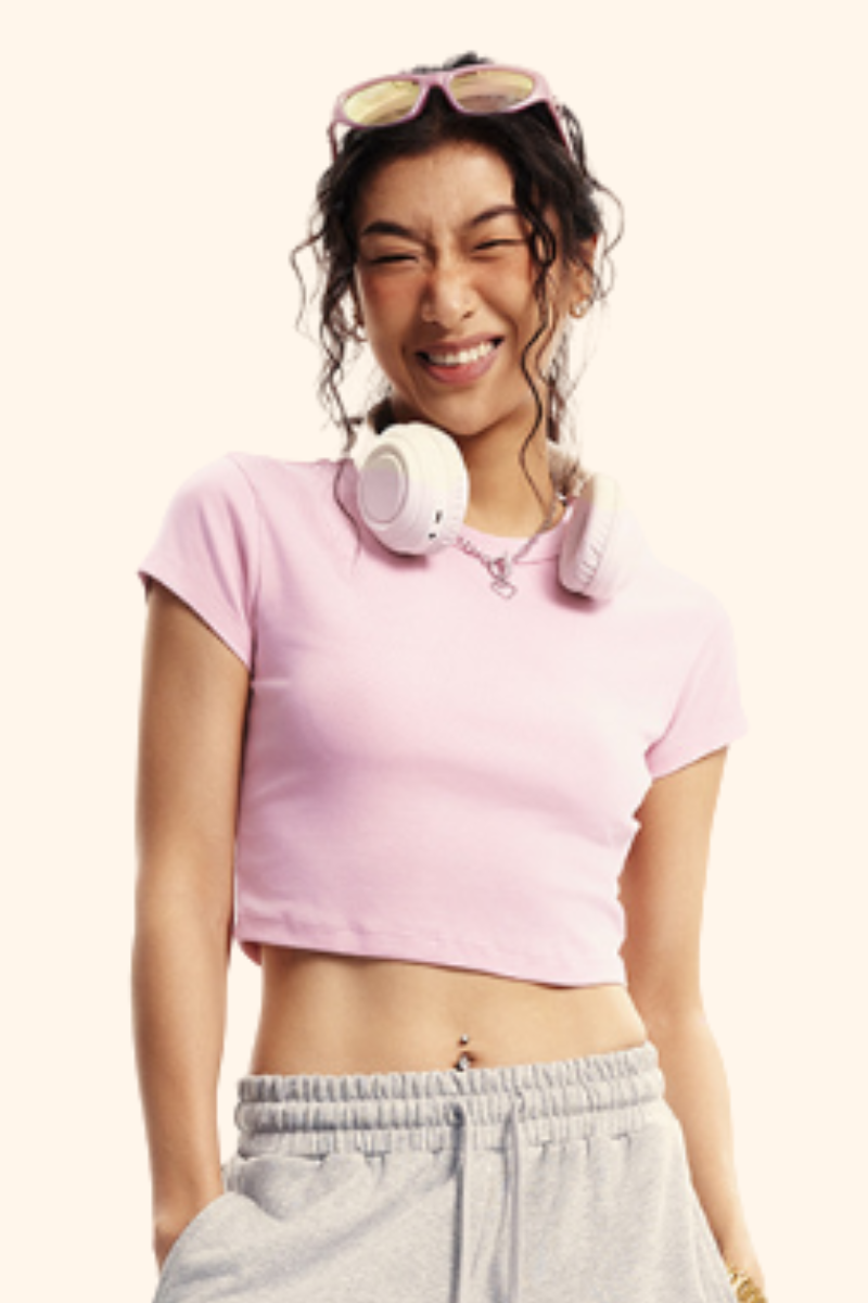 Women's Summer 235g Washed Set-in Slim Crewneck Cropped Tee