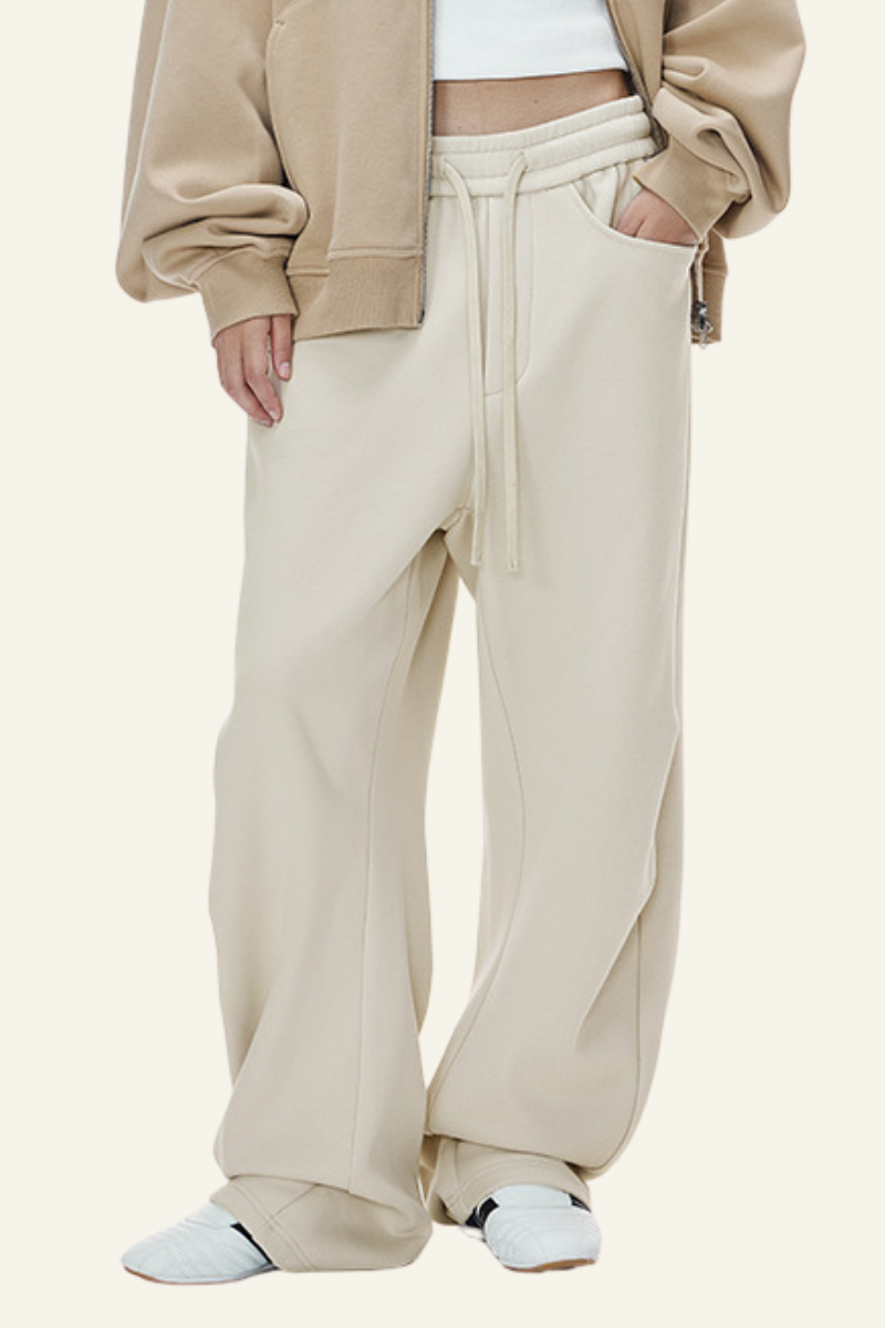 Men's Streetwear Double-pleated Curved  Pants