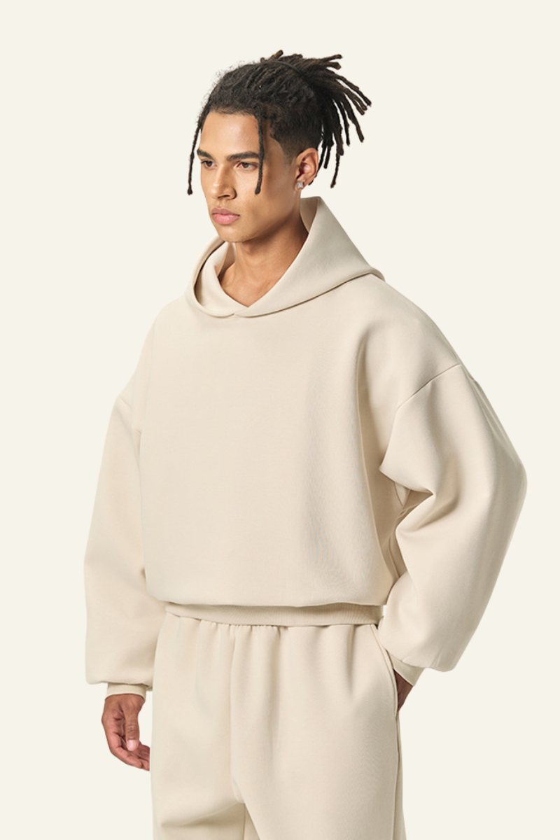 Men's Streetwear Cropped Drop-Shoulder Hoodie