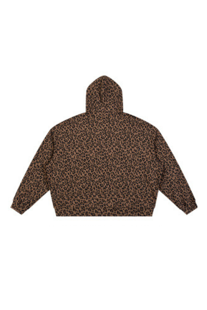 Men's Fall Clothing Leopard-Print Zip-Up Hoodie Jacket
