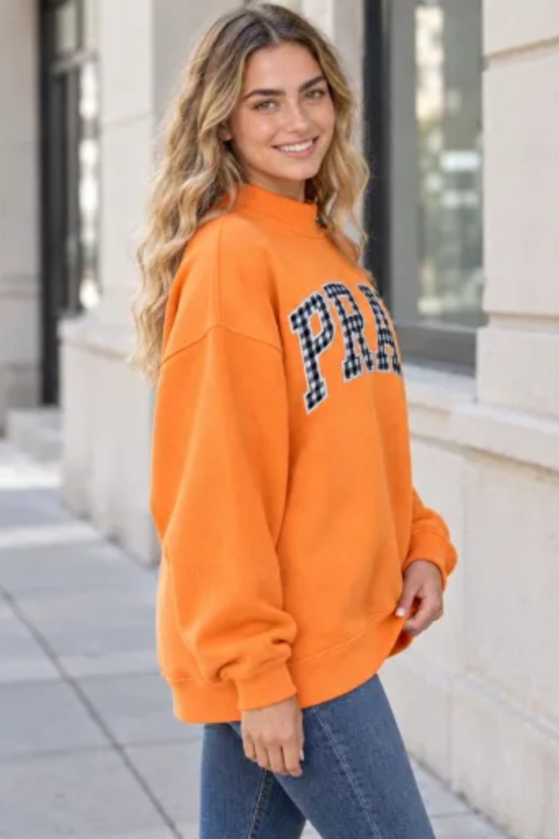 Women Fall Clothing Oversized PRAY Letter Sweatshirt