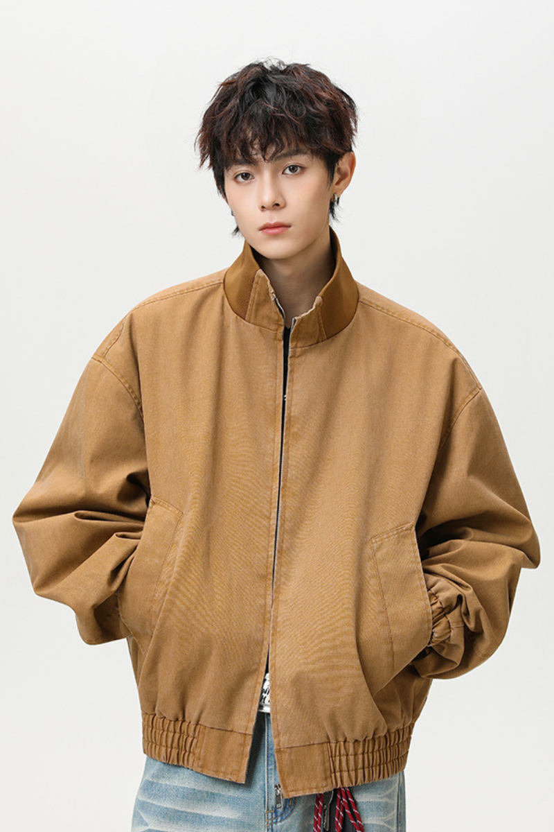 Men's Streetwear Solid Stand Collar Bomber Jacket