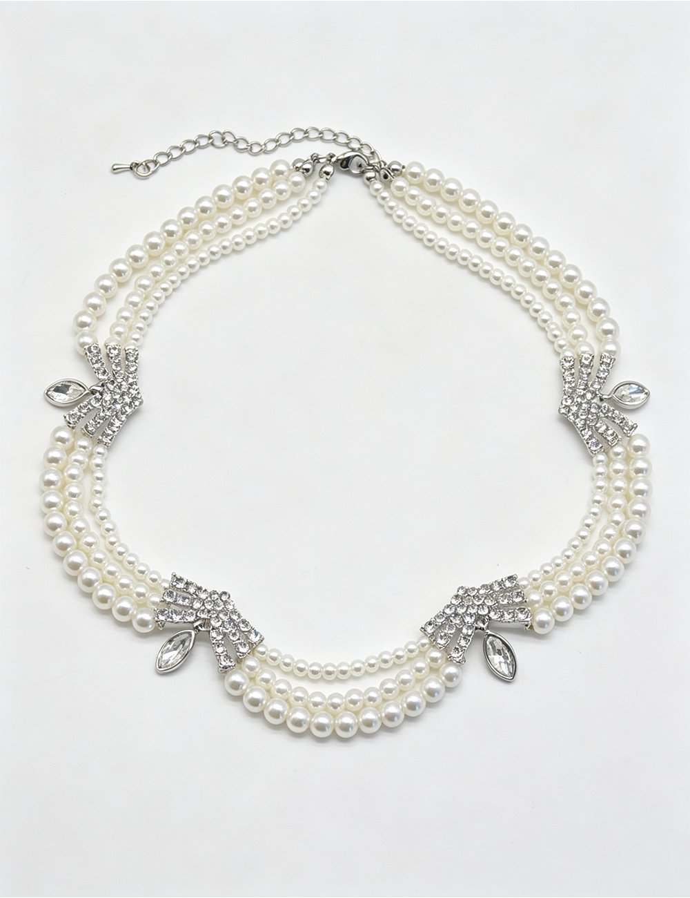 Ladies Retro Multi-layer Pearl Rhinestone Necklace