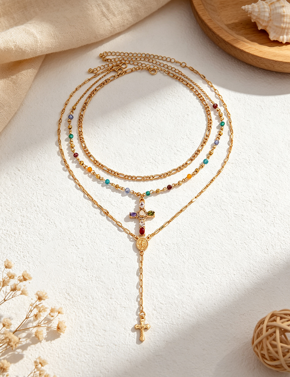 Ladies Multi-layer Cross Rhinestone Necklace