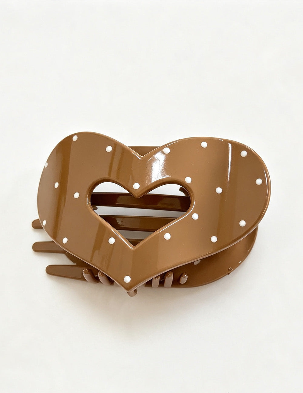 Ladies Heart Hollow Dots Print Claw Hair Clip