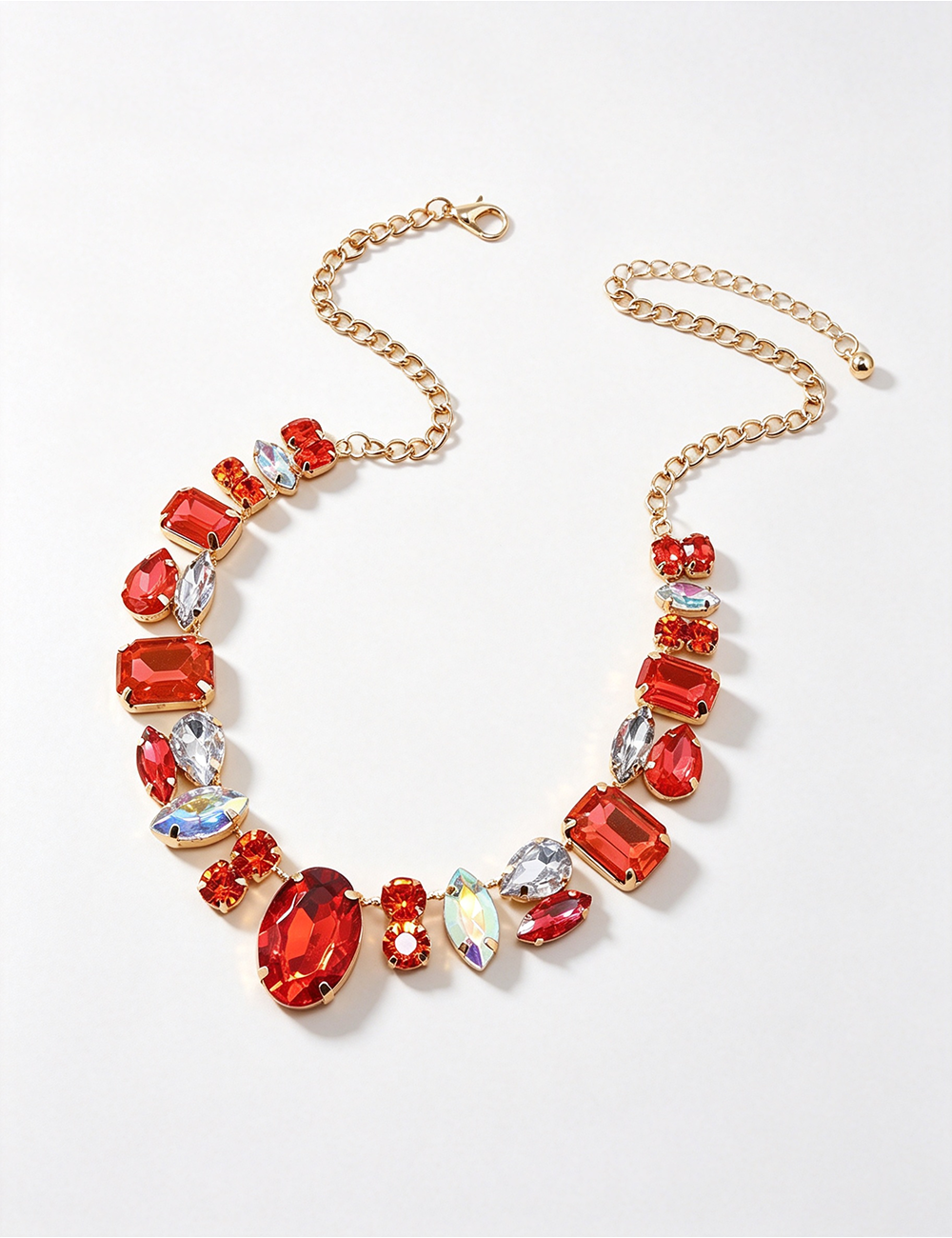 Ladies Retro Colorful Rhinestone Necklace
