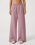 Ladies Embroidery Wide Leg Fleece Sweatpants