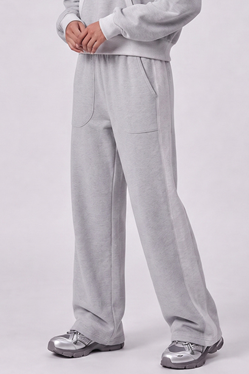 Women Fall Clothing 100% Wide Leg Raw Hem Pocket Sweatpants