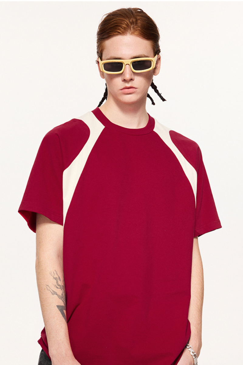 Men's Summer 230g Cotton Colorblock Raglan Loose Crew Tee