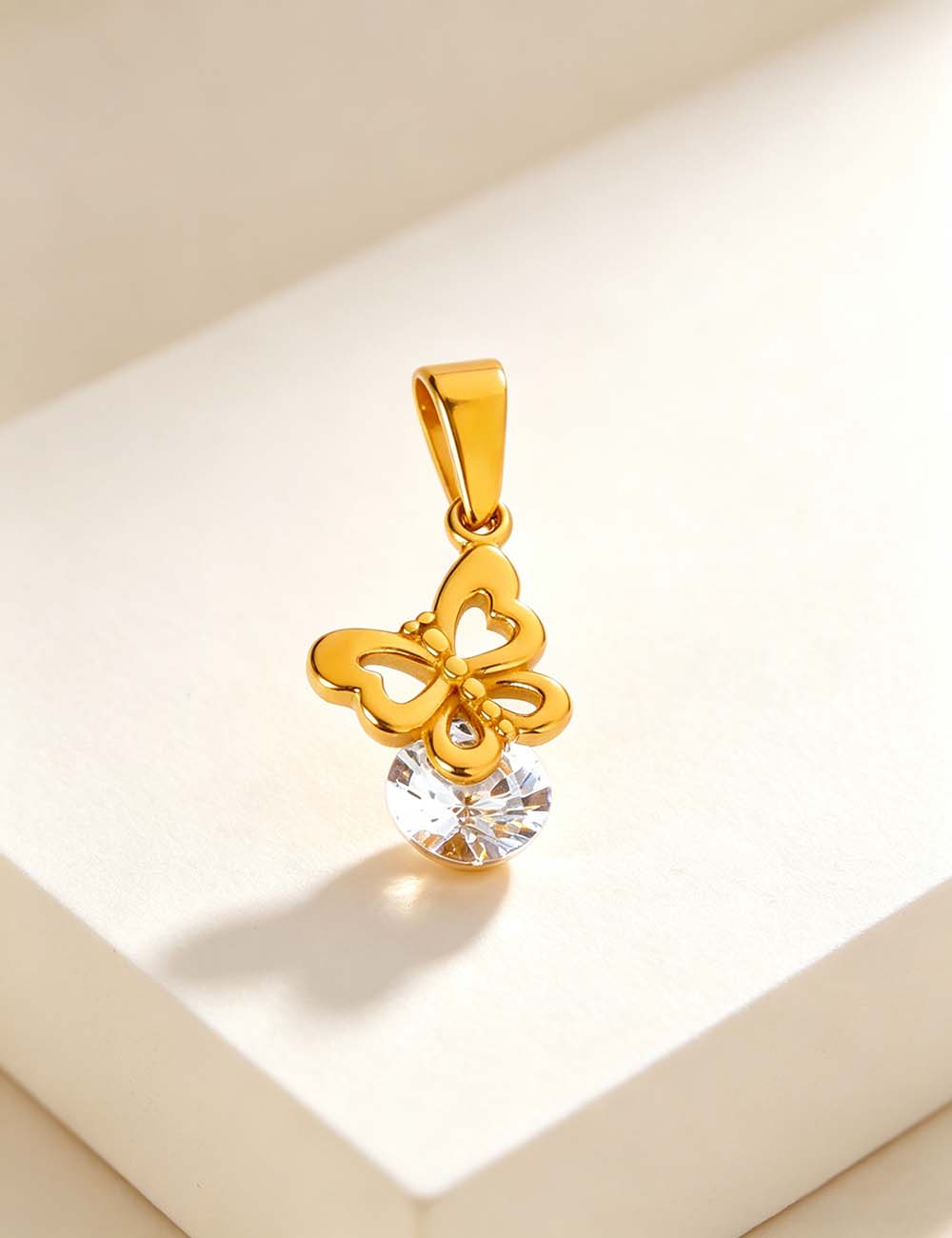 Ladies Minimalist Romantic CZ Star Cross Charm Pendant