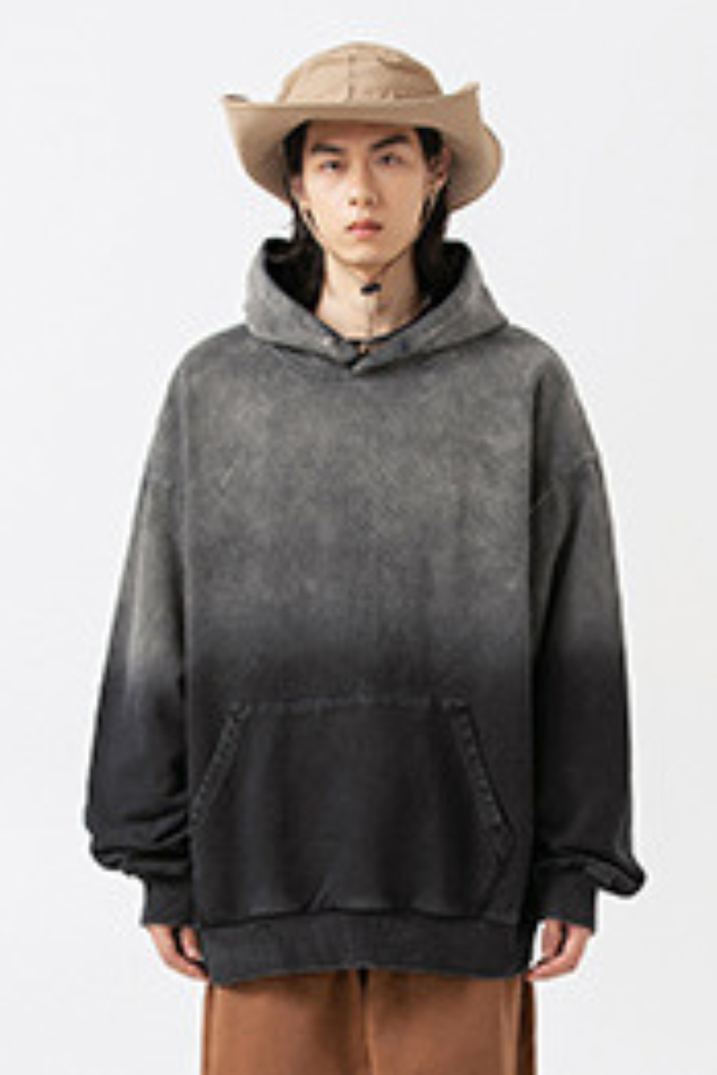 Unisex Fall Clothing Retro Washed Gradient Cotton Hoodie
