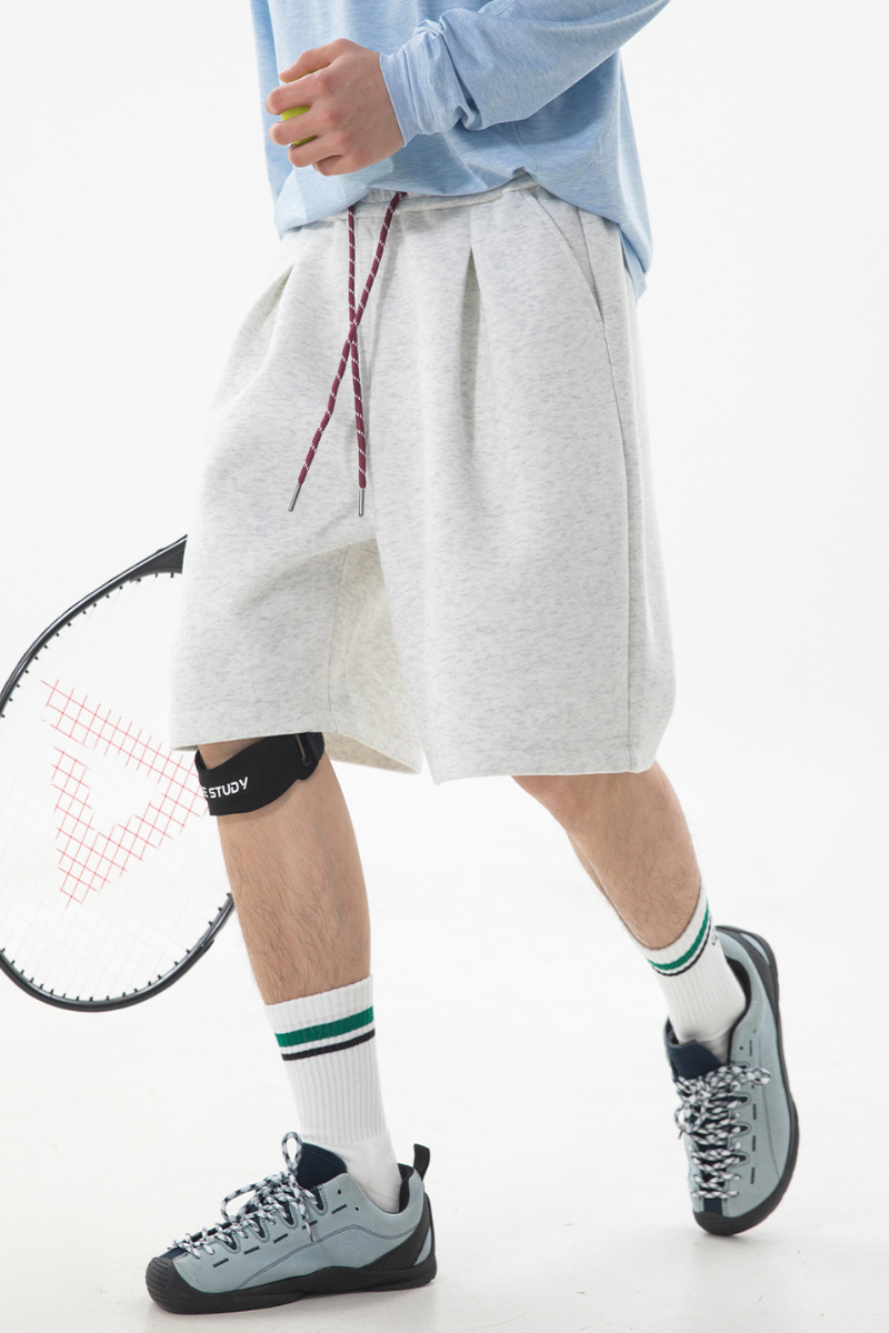 Men's Summer Pleated Drawstring Colorblock Sweat Shorts