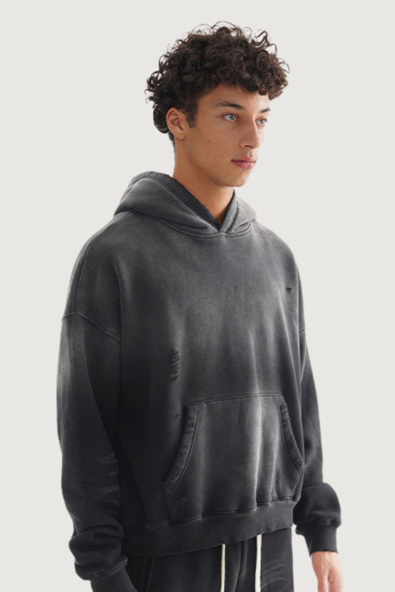 Men's Vintage Gradient Destroyed-Detail Hoodie