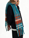 Ladies Check Fringe Long Scarf