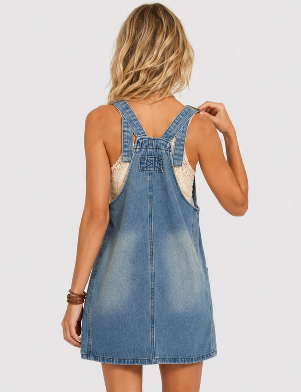 Ladies Pocket Denim Mini Overall Dress