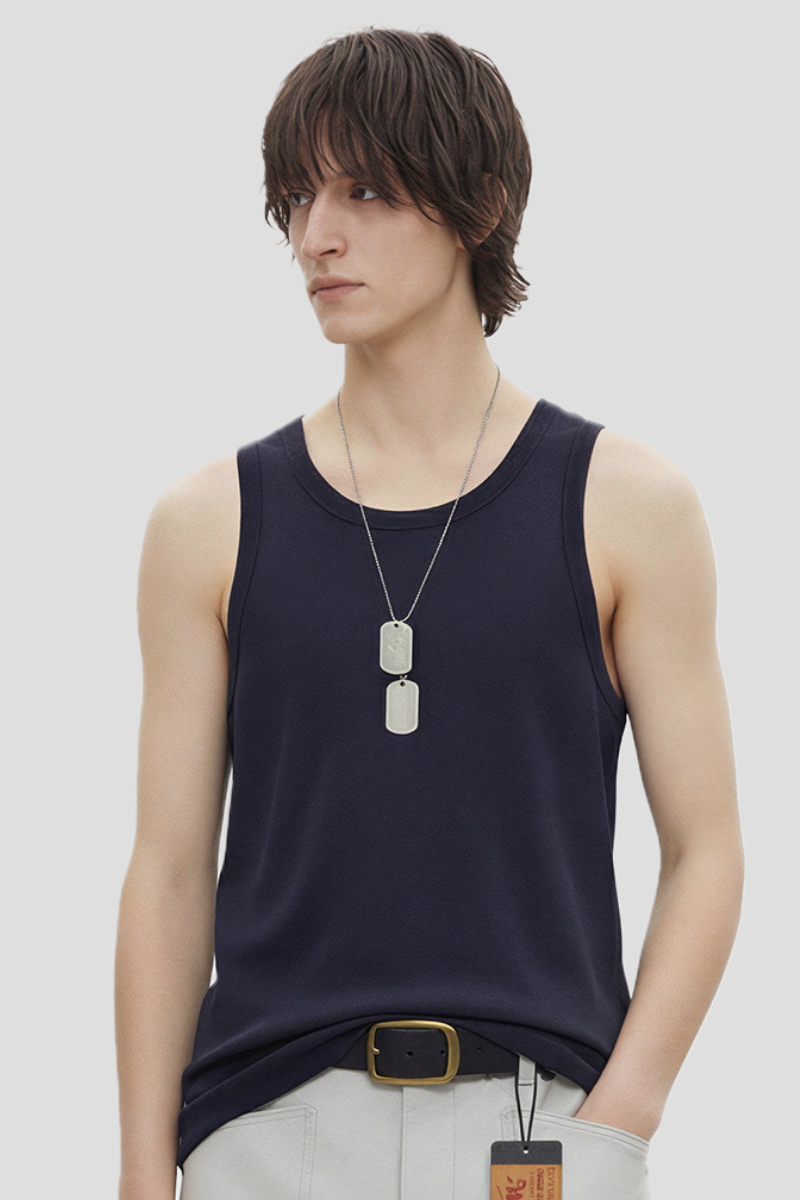 Men's 300g Heavy Raw Edge Earth Tone Moisture Wicking Tank